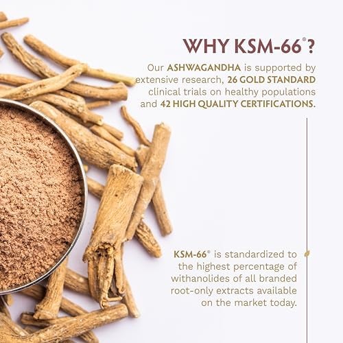 Vegan Ashwagandha KSM 66 Root Powder 600mg 60 Capsules Focus Mood