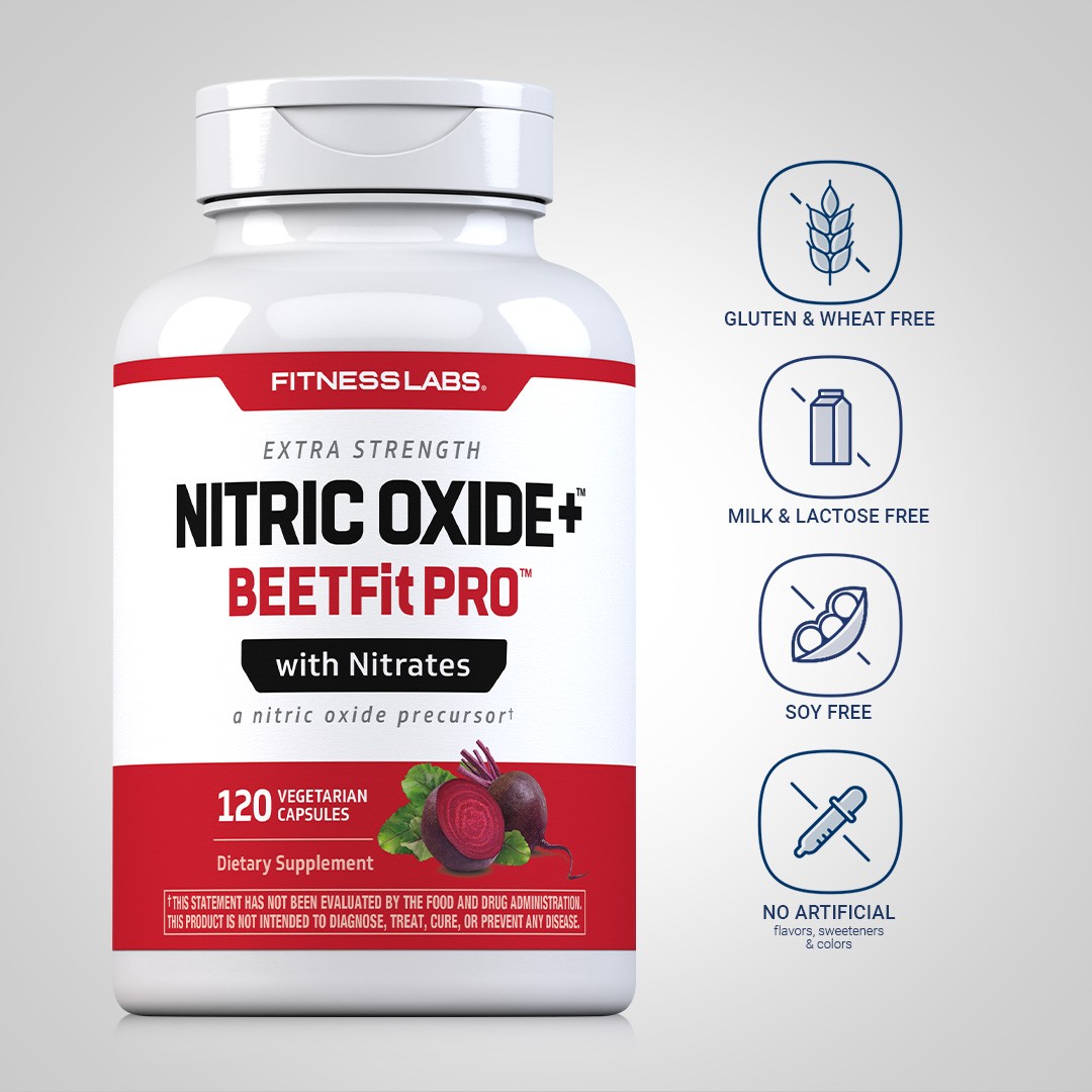Nitric Oxide Beet Root Capsules | With Nitrates | 120 Count | by Fitness Labs