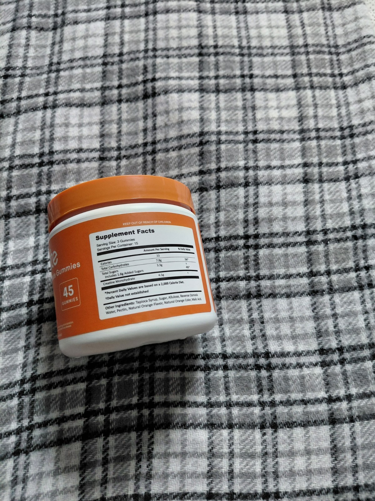 Create Creatine Monohydrate Gummies Orange 45 Count Muscle Health 8 oz