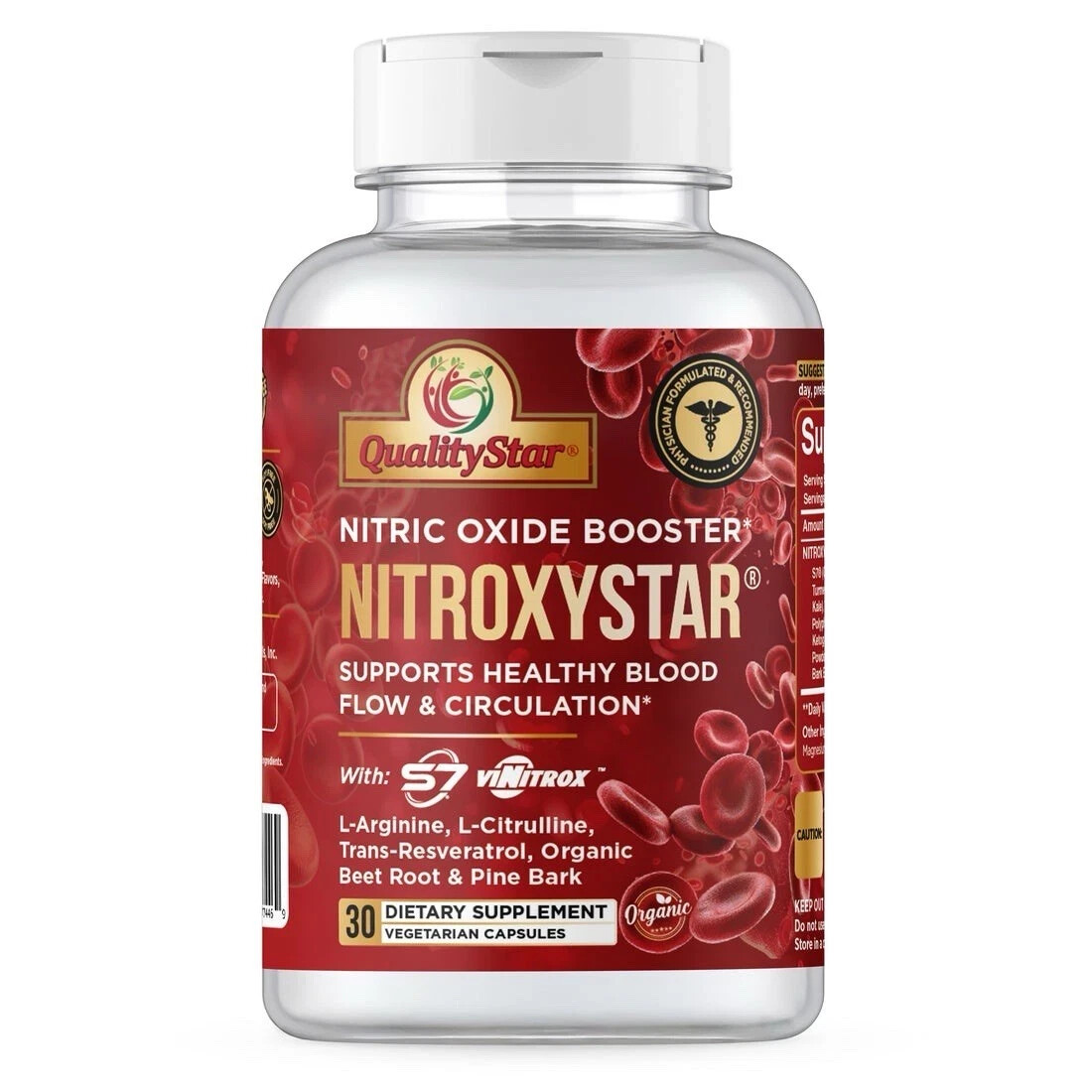 NEW QualityStar NITROXYSTAR Nitric Oxide Booster 30-CAPS For Healthy Blood Flow