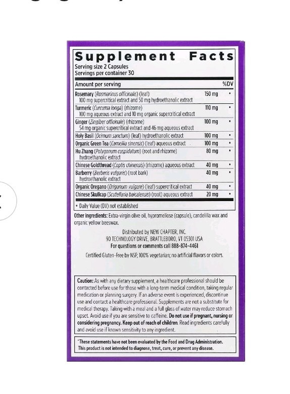 New Chapter Zyflamend Vegetarian Herbal Supplement Non-GMO Gluten-Free 60 Caps