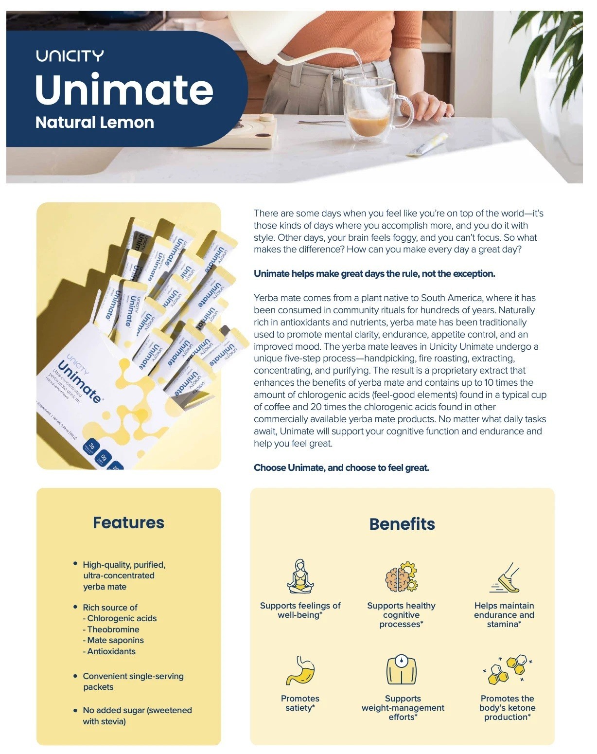 Unicity Unimate Lemon Box of 30 Sachets – Exp 02/2027