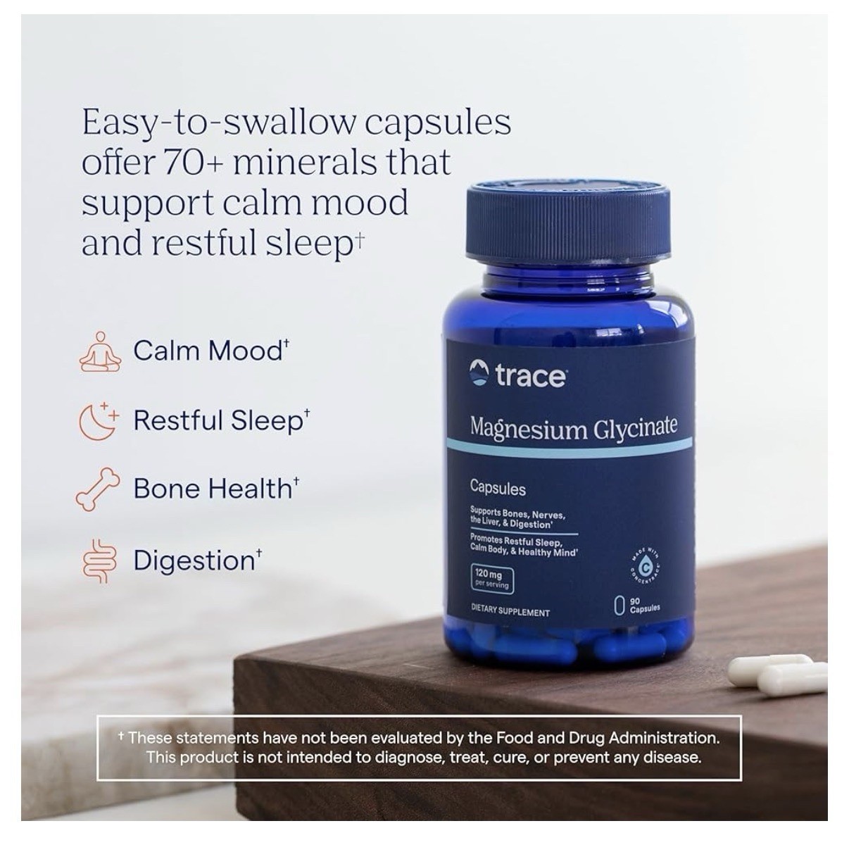 2 Pack Trace Minerals Magnesium Glycinate Gentle Healthy Bones Nerve Mind Sleep