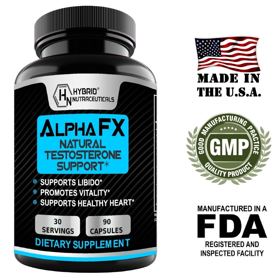 AlphaFX Men’s Testosterone Booster, Estrogen Blocker, Energy, Libido (2-Pack)