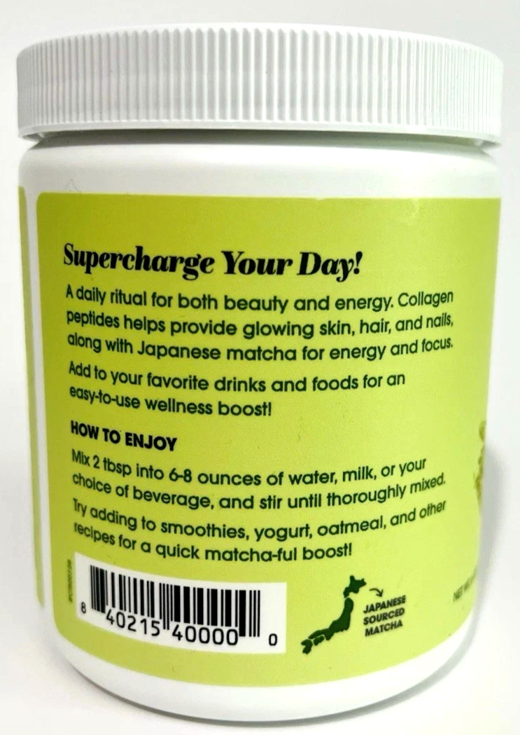 Matcha + Collagen Energy Booster Antioxidants 6 oz. Each New by Karma Kitchen