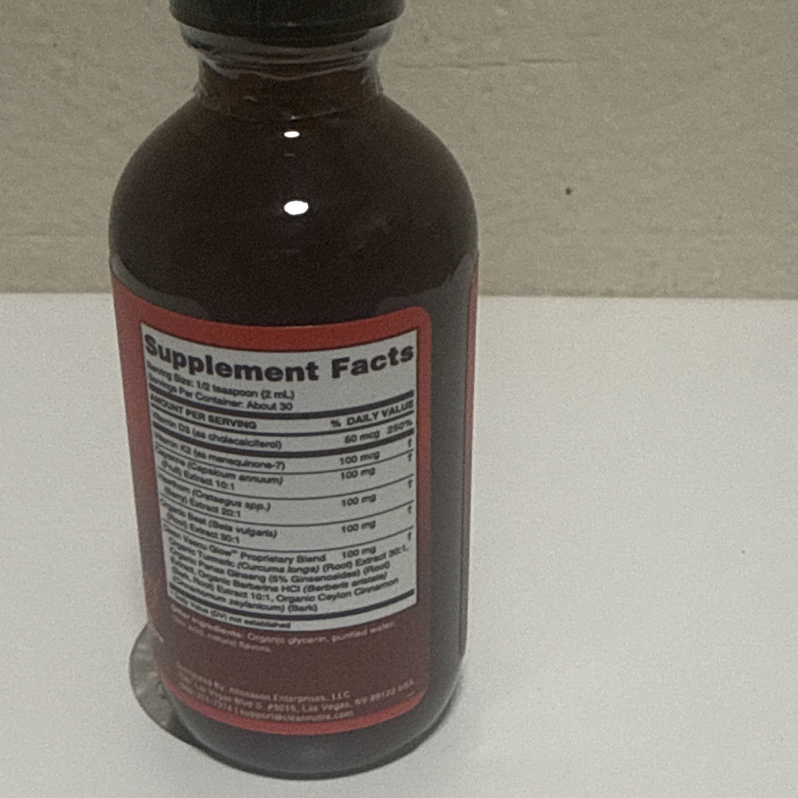 Clean Nutraceuticals Vascu Glow Liquid Drops 2 fl oz K2+D3 Cayenne Exp 10/2027