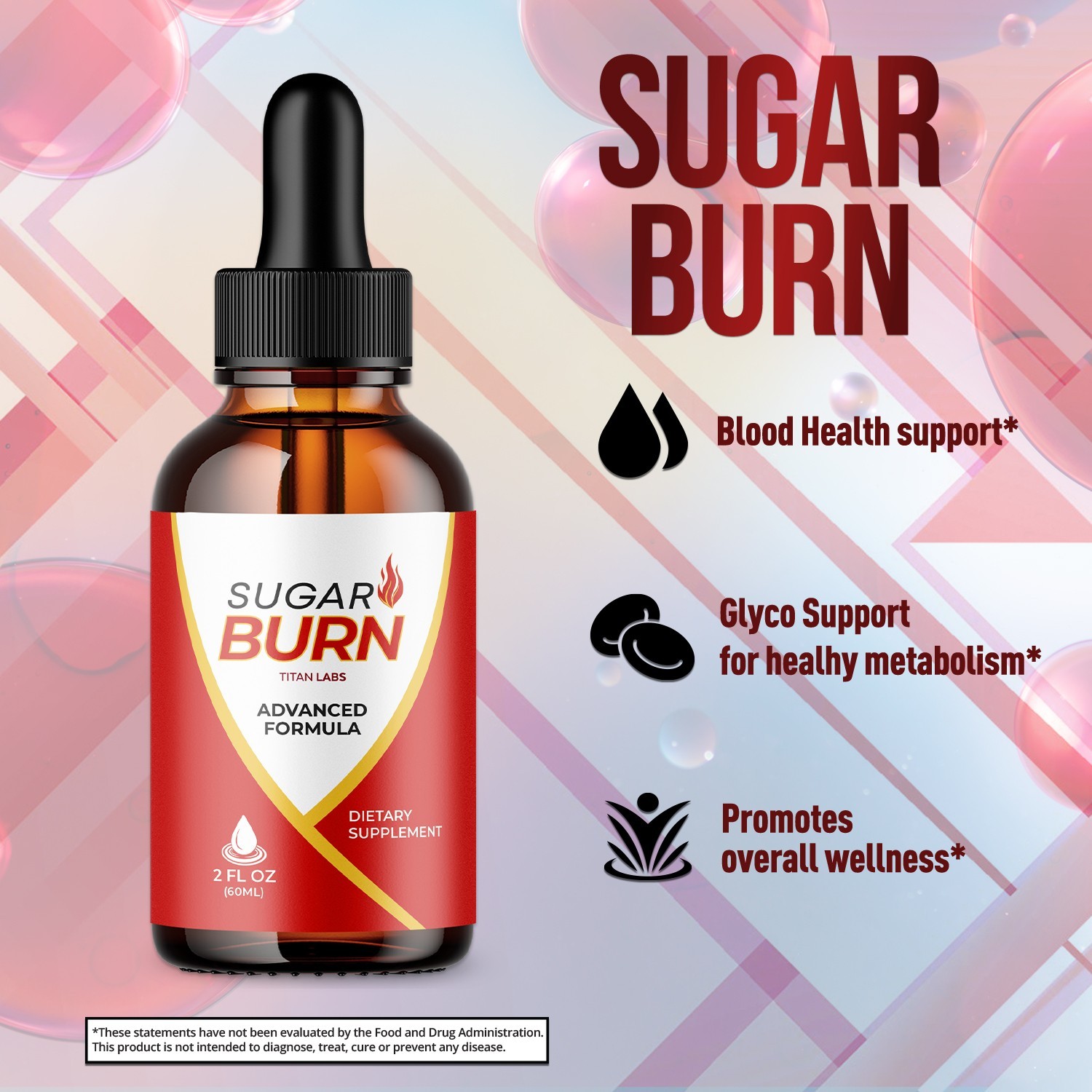 (1 Pack) Sugar Burn Blood Support Drops SugarBurn Vitamin Supplement 30 Servings