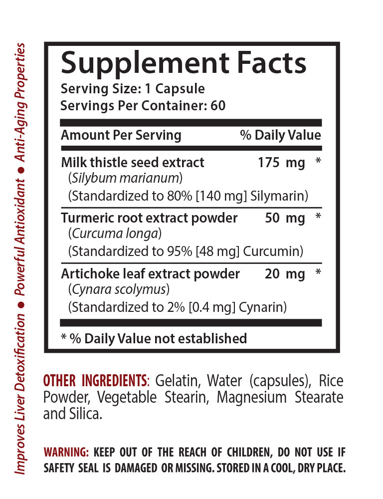 Antioxidant Anti aging – MILK THISTLE 175MG – milk thistle with tumeric – 2 Bot