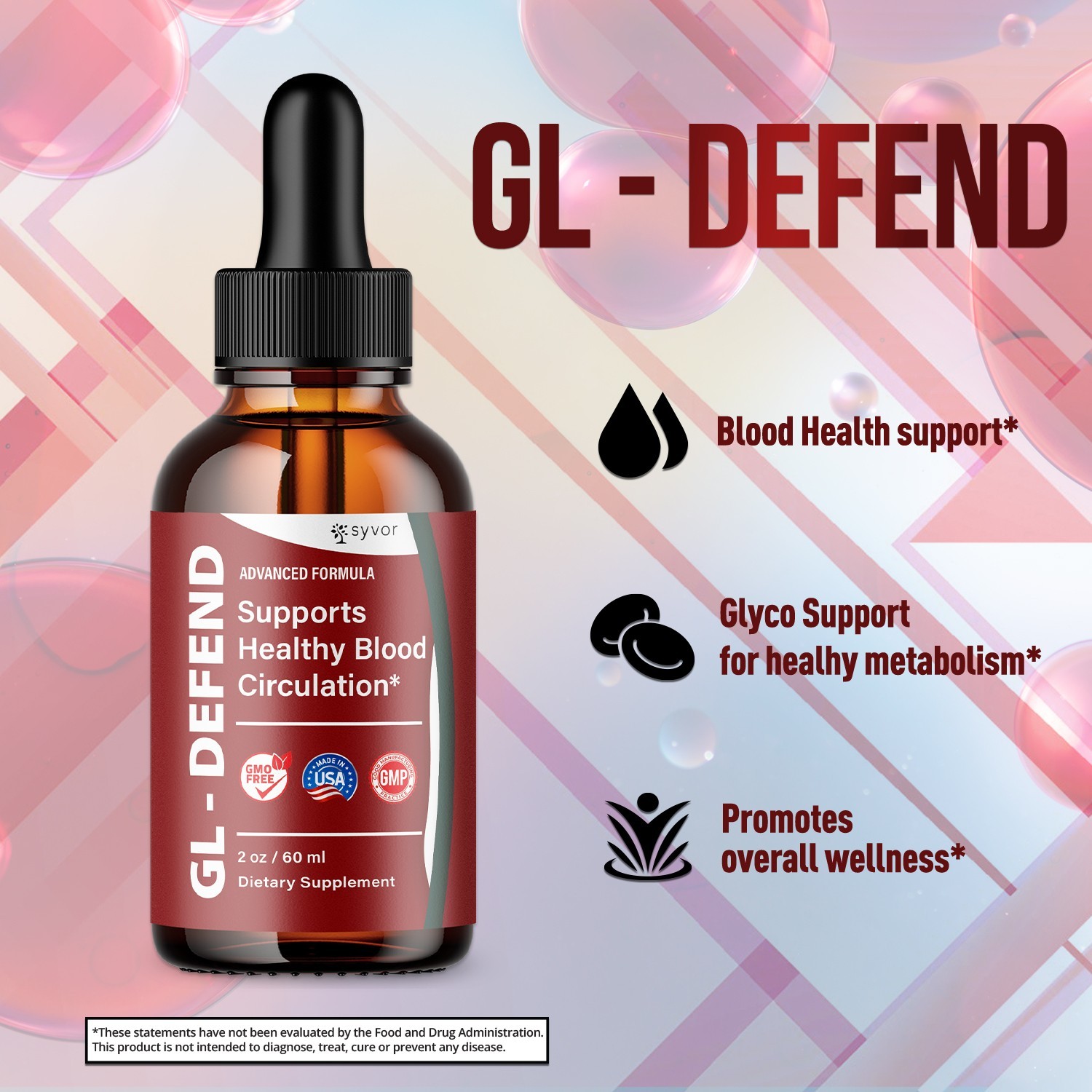 (5 Pack) GL Defend Blood Support Drops GLDefend Vitamin Supplement 150 Servings