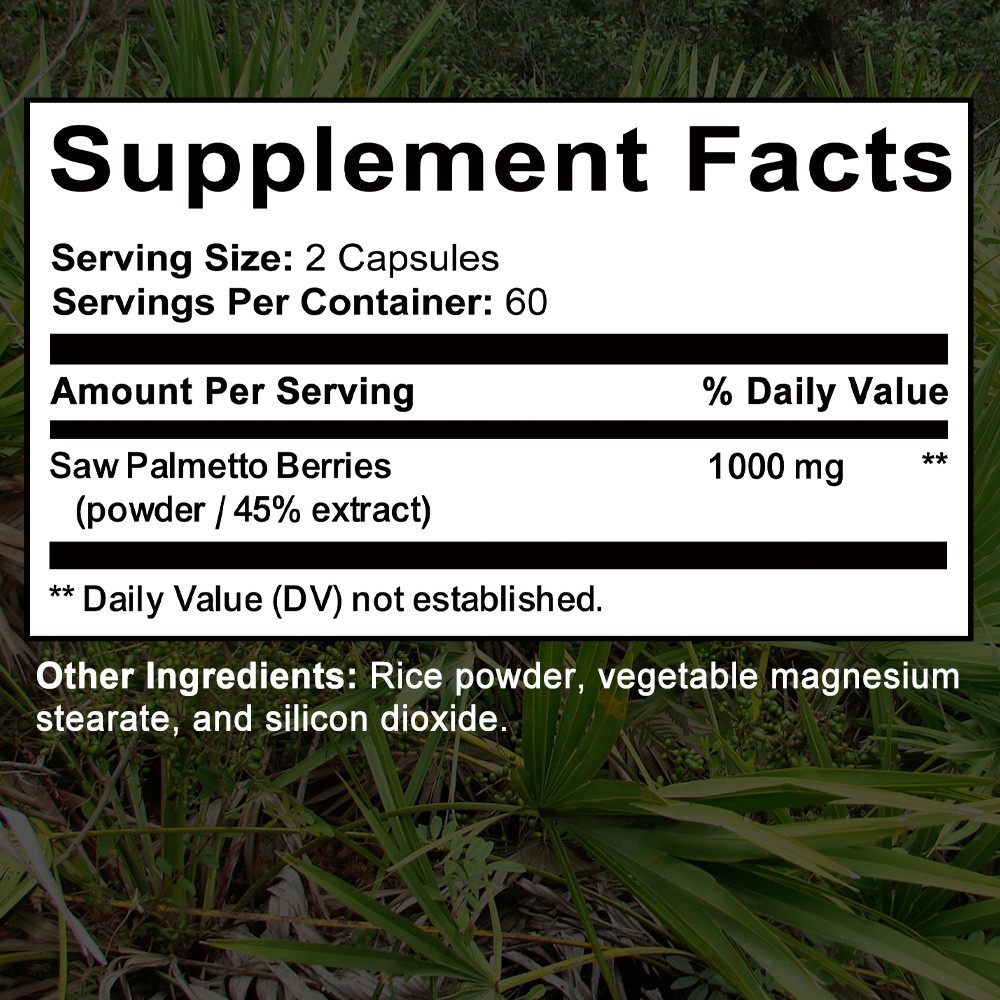 Vegan Saw Palmetto Capsules-Supports Prostate, Urinary & Hair Health 30~120 Caps