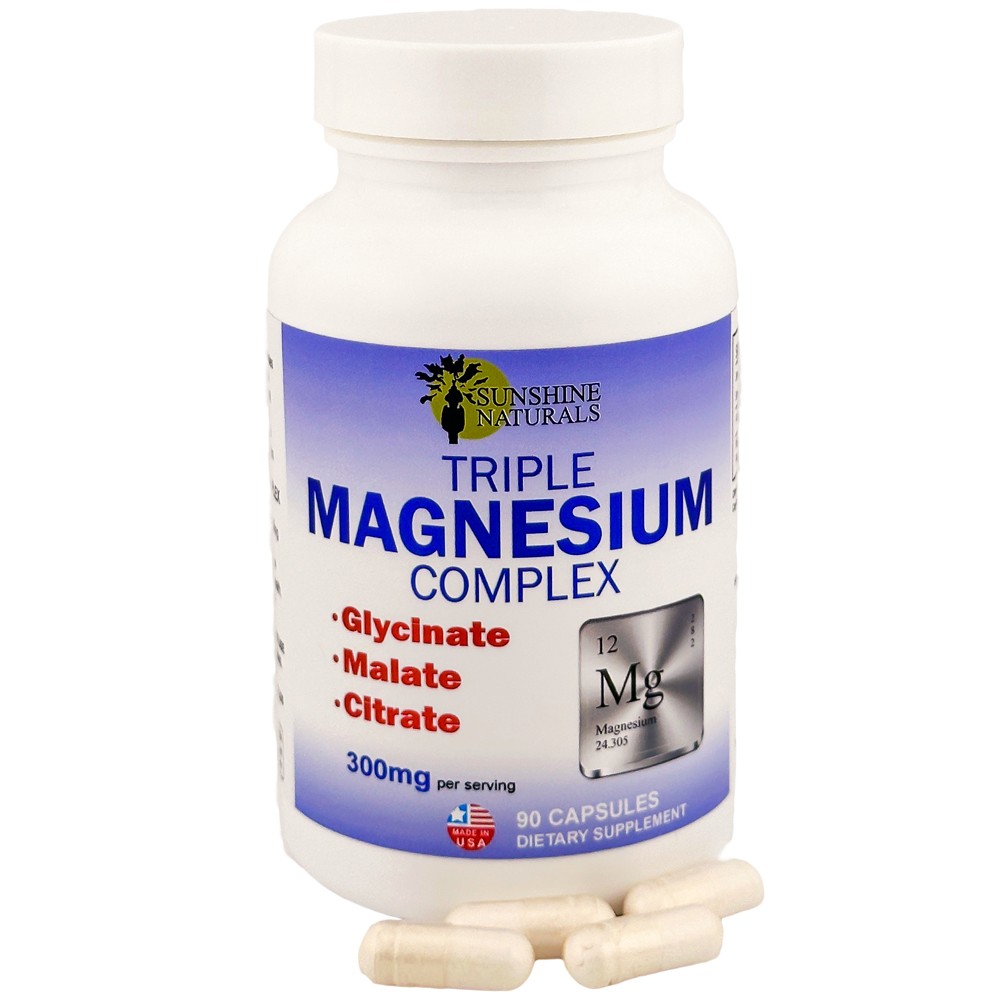 Sunshine Naturals Supplement. Triple Magnesium Complex 300mg. Pack of 2