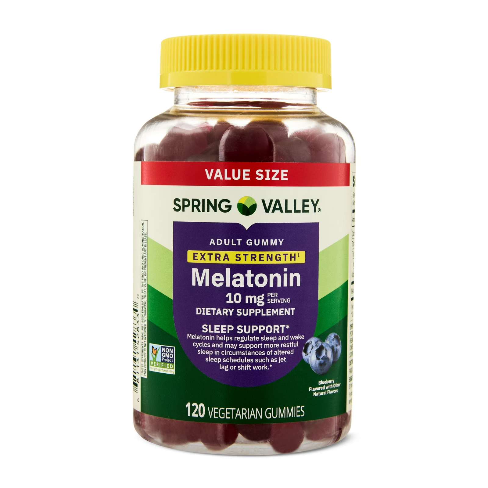 Spring Valley Extra Strength Melatonin 10mg Sleep Support Gummies Blueberry 120