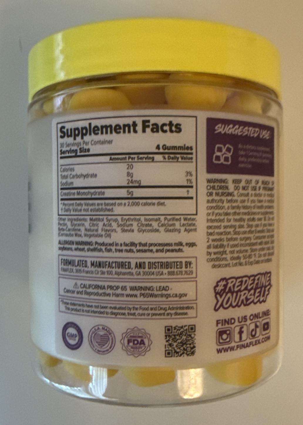 Finaflex Creatine Gummies 120 GUMMIES. 10/2027. Lemon Burst