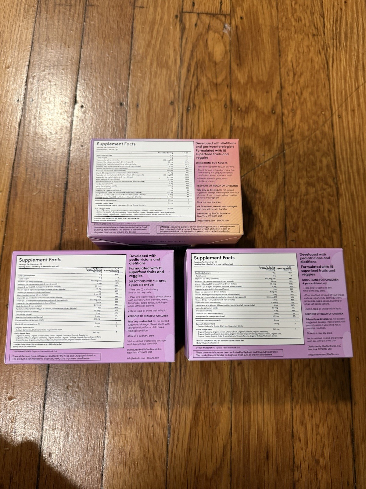 3x EllaOla Unflavored Multivitamin Powder Sugar Free Vegan Gluten-Free Non-GMO30