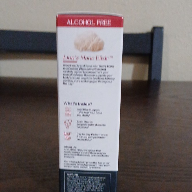 Auri Lion’s Mane Liquid Elixir 1000mg Alcohol Free Vegan 2 fl oz (60 mL)
