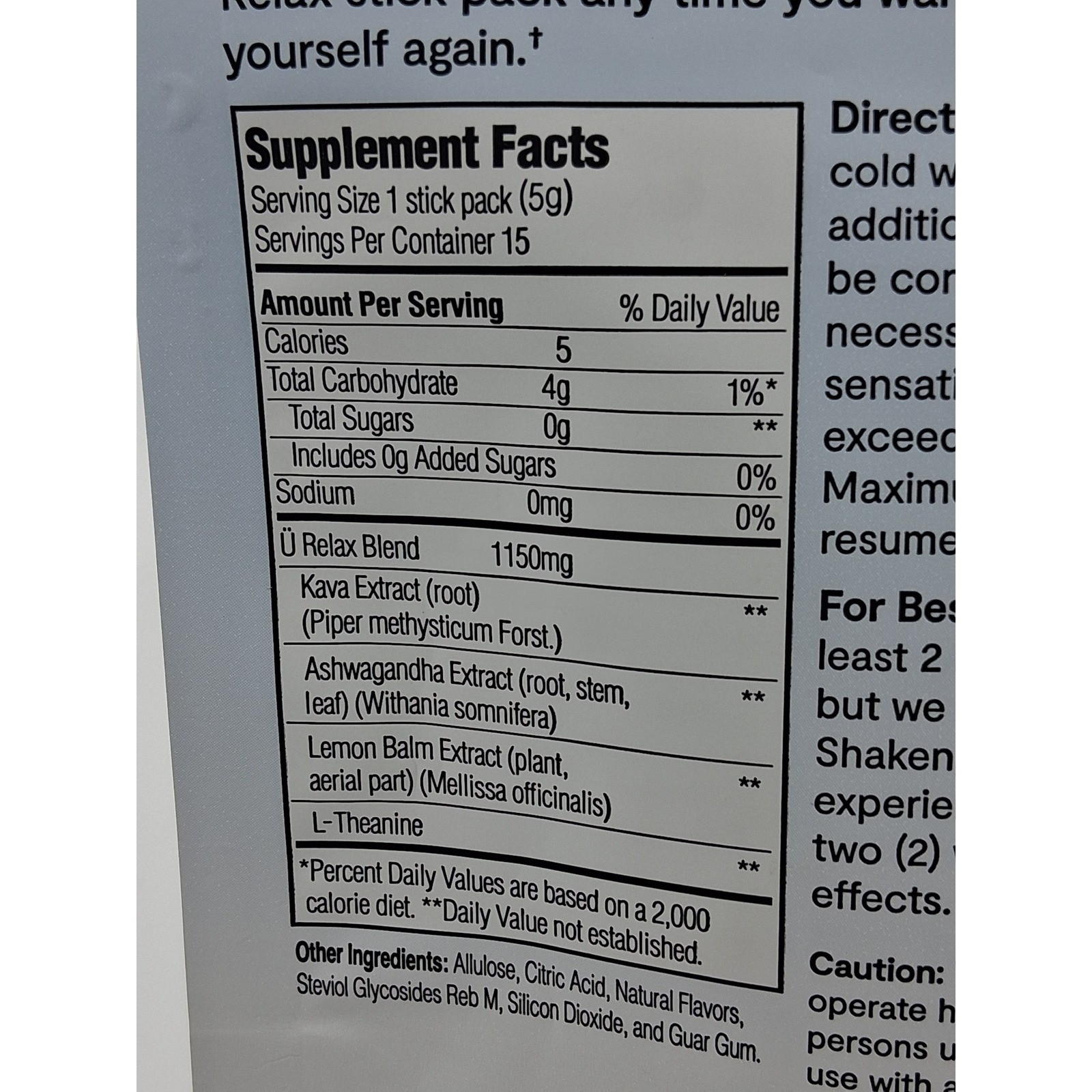 Calming Co U Relax – Pineapple 15 sticks MFG: 9/2025 open bag, SEALED packets
