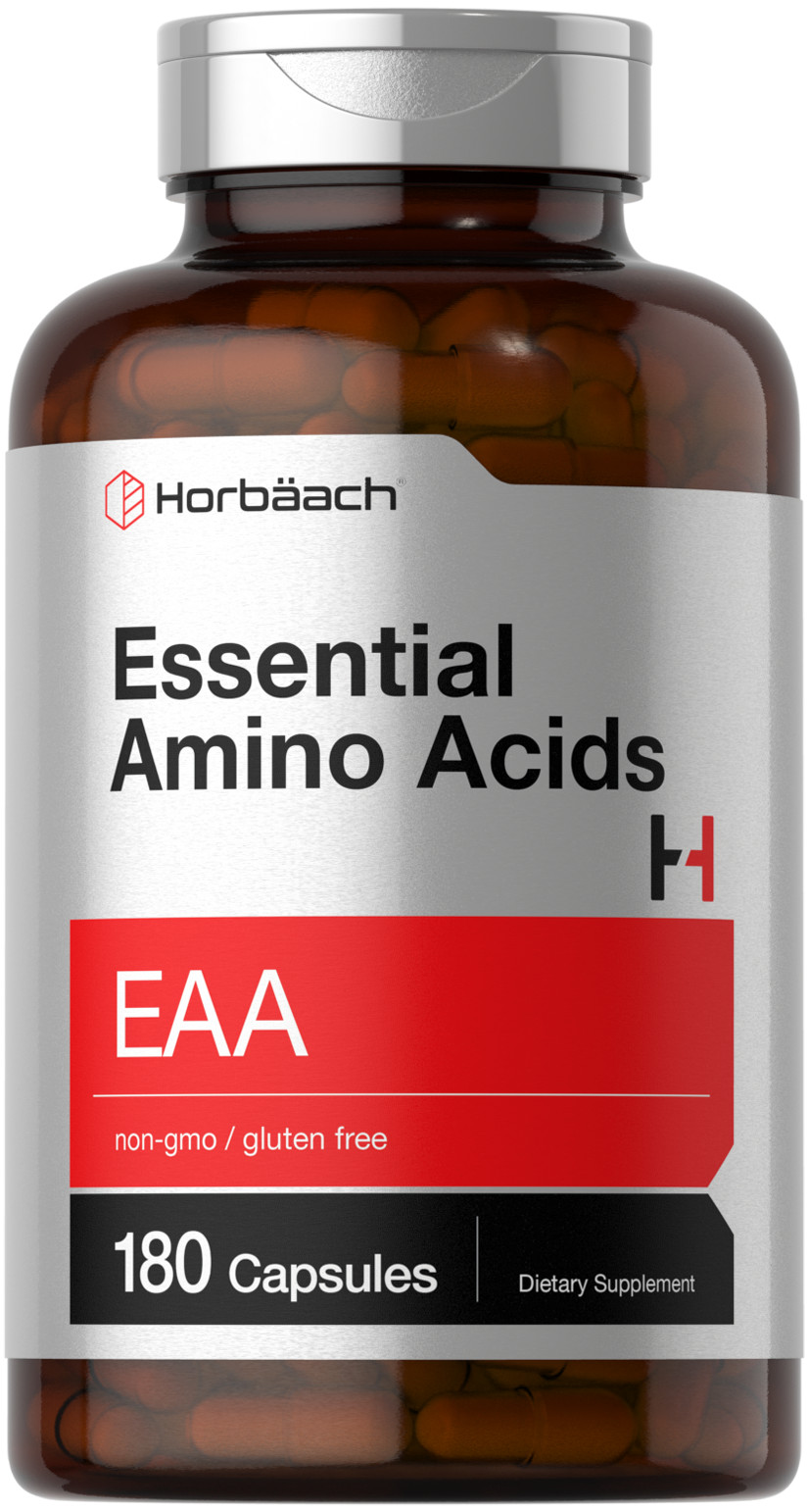 Essential Amino Acids | EAA Supplement | 180 Capsules | Non-GMO | by Horbaach