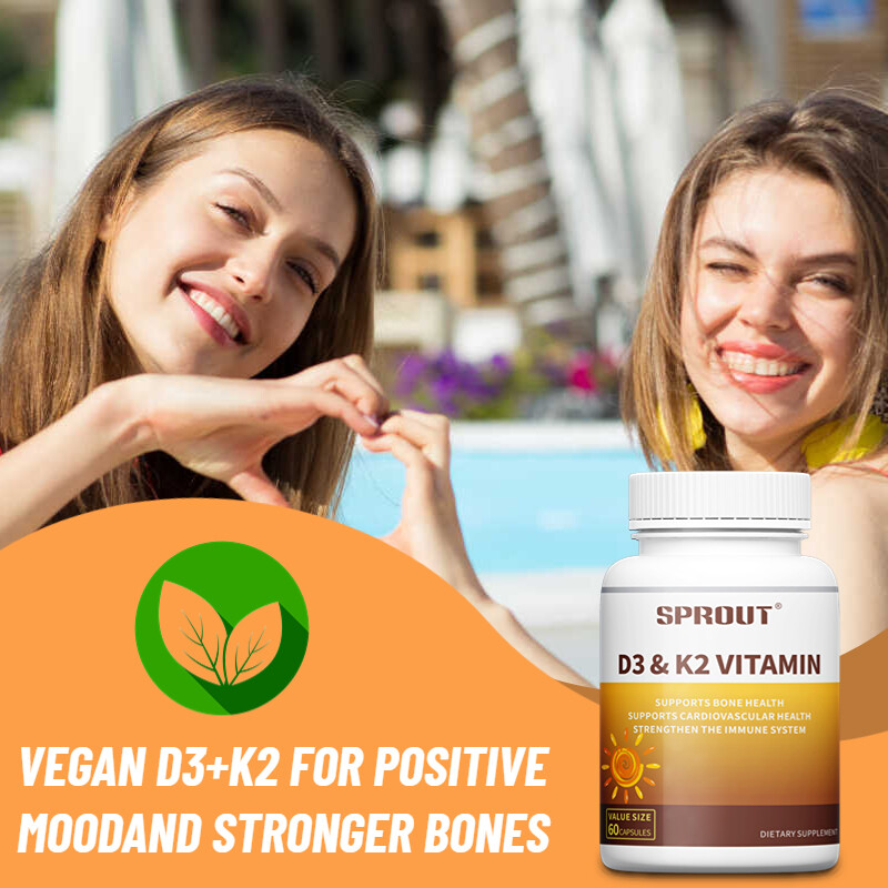 Vitamin K2 (MK7) w/ D3 Bone & Heart Health Non GMO & Gluten Free Easy to Swallow