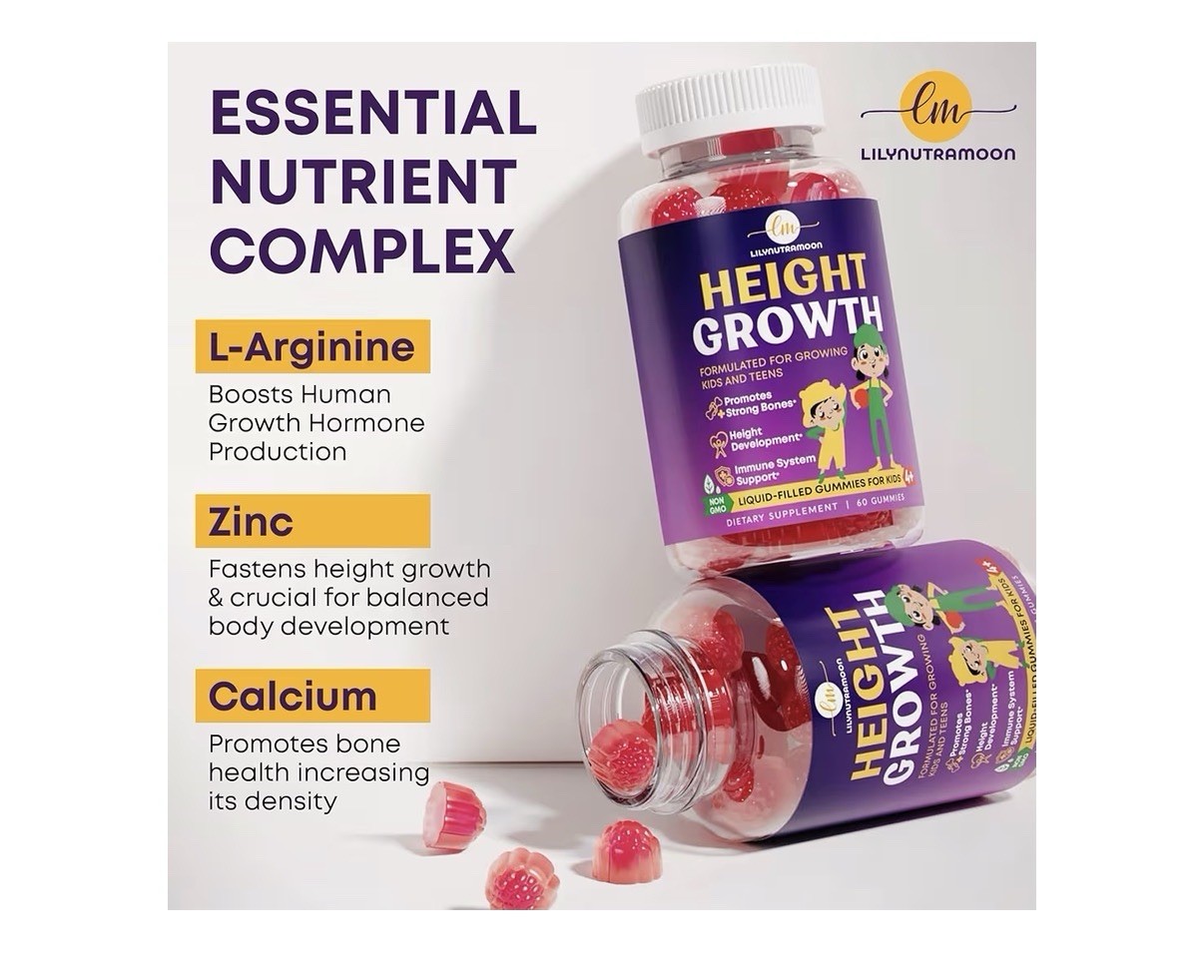 LM LILYNUTRAMOON Height Growth Gummies for Kids & Teens Strong Bones 60 Gummies