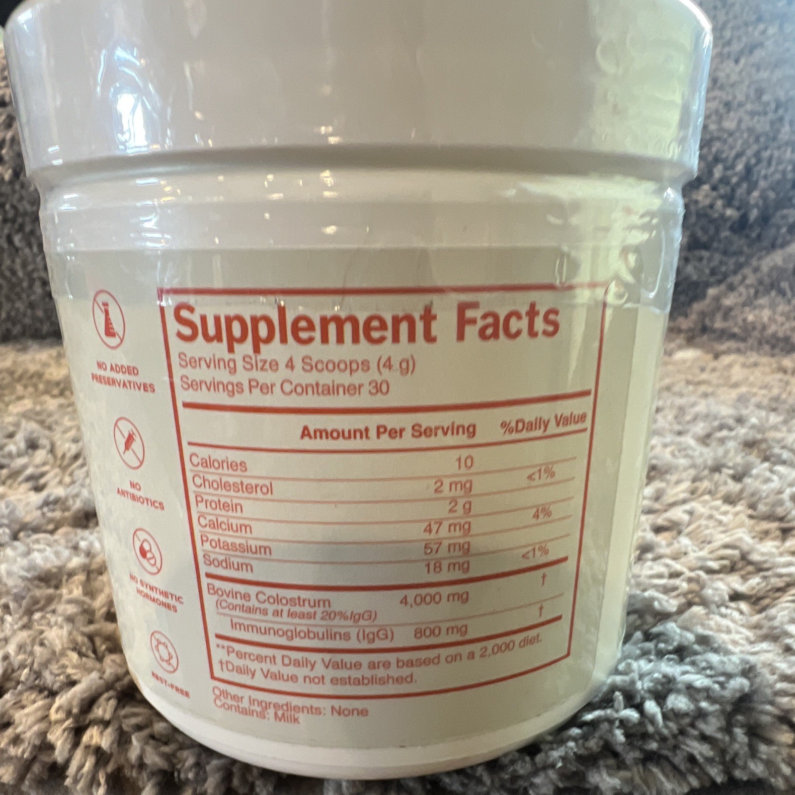 Aceso Colostrum Unflavored Powder Dietary Supplement 120g 4000mg Exp 12/2026