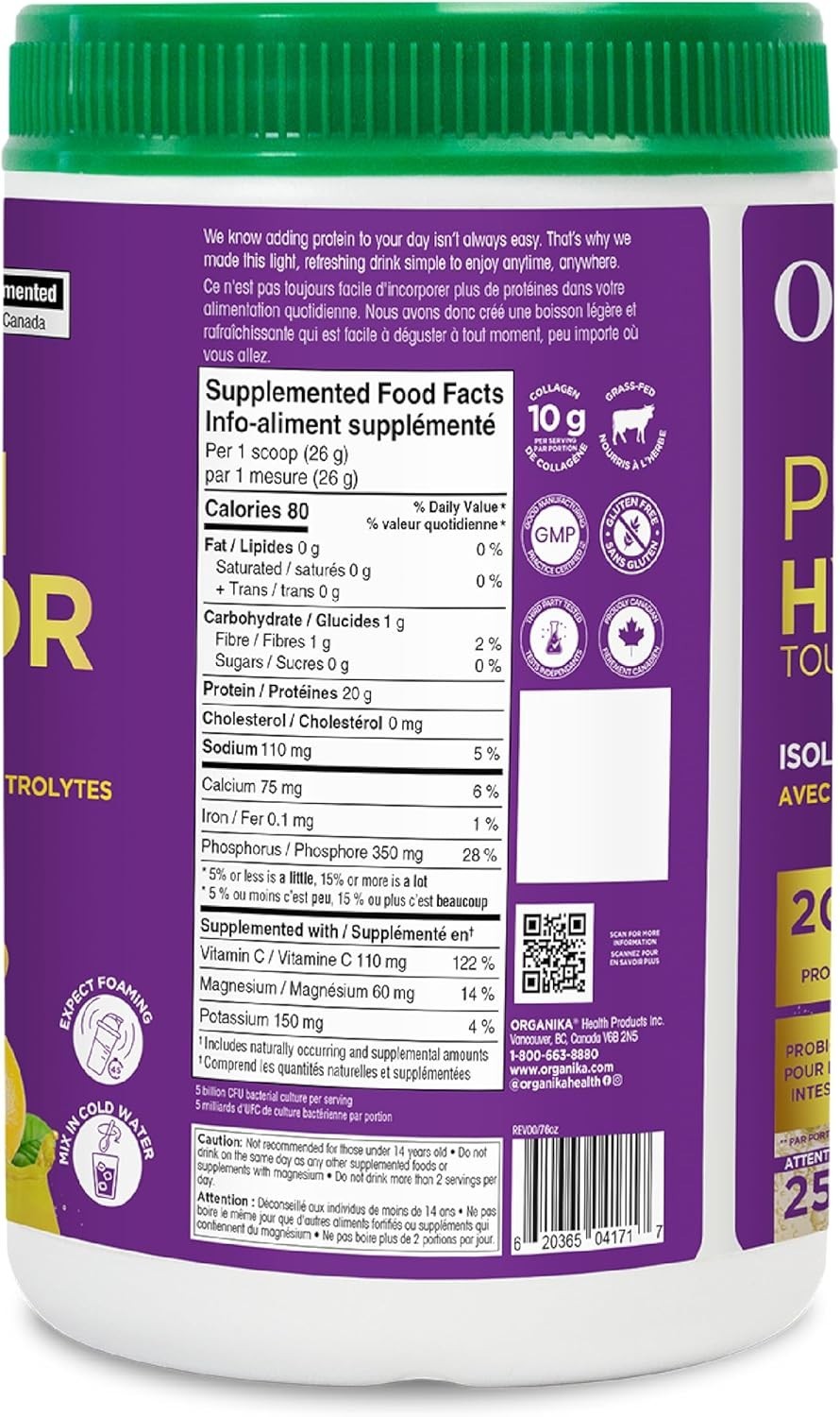 Organika Protein Hydrator Lemonade Flavor Clear Whey Isolate Collagen 650g NEW