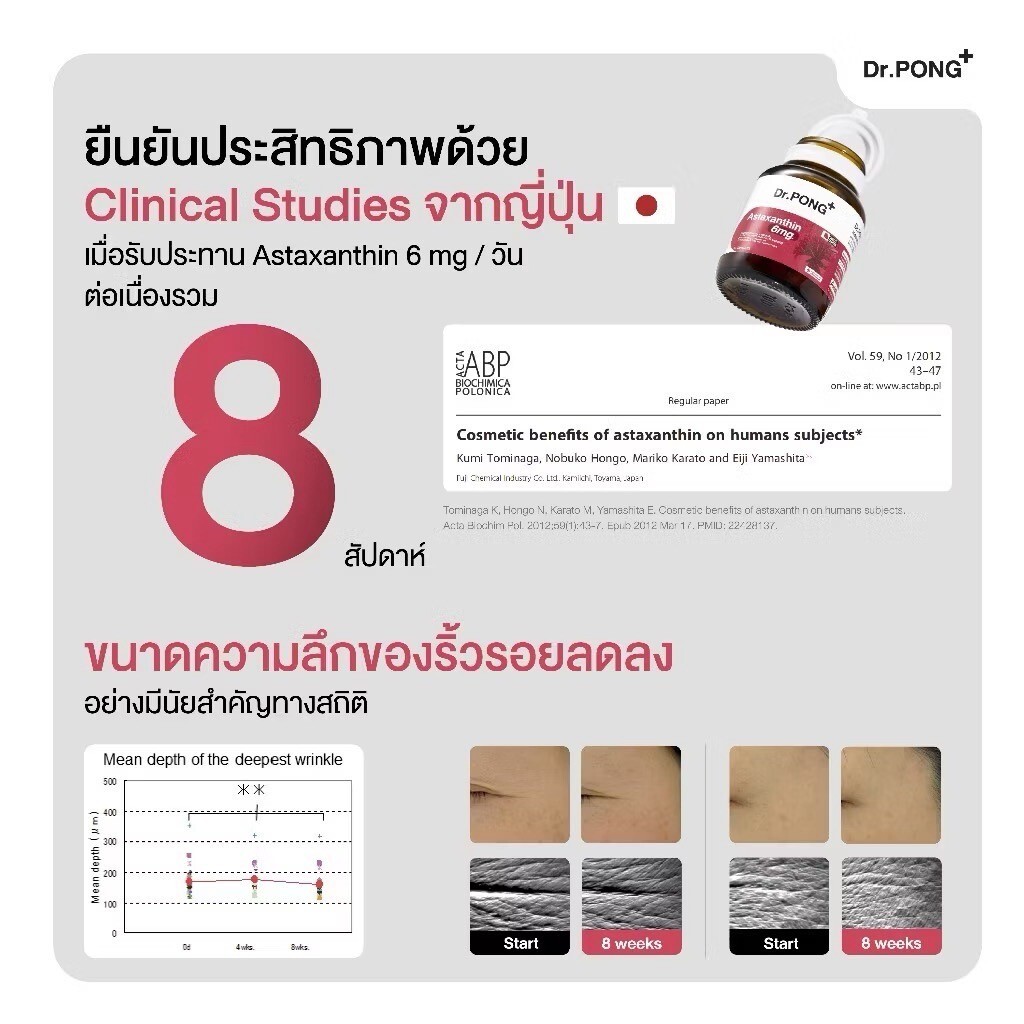 Dr.Pong Natural Astaxanthin 6mg AstaREAL Japan Anti-Aging Supplement Skin Health
