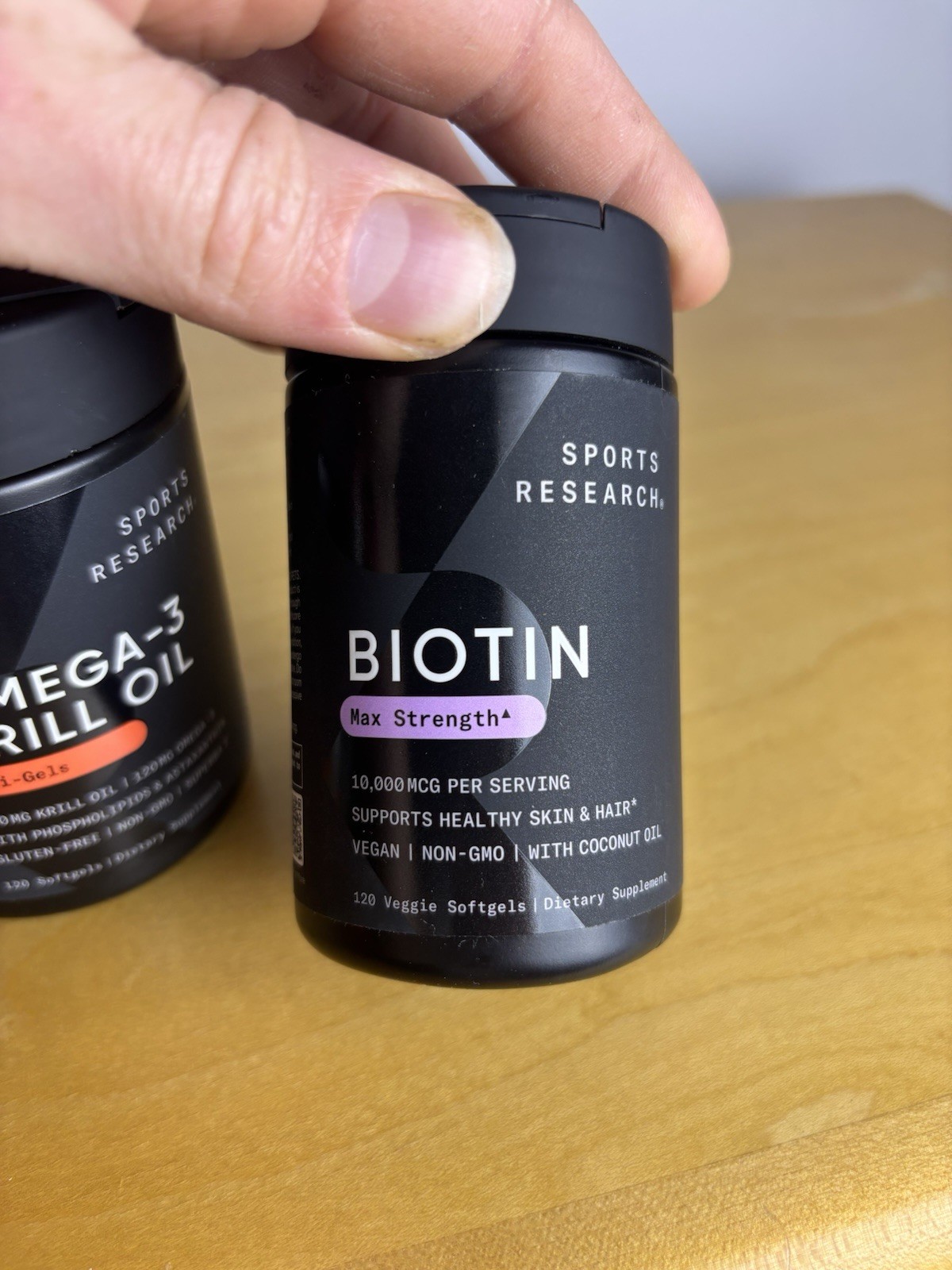 Sports Research Omega-3 Krill Oil 120 Softgels + Biotin 10,000mcg 120 Vegan