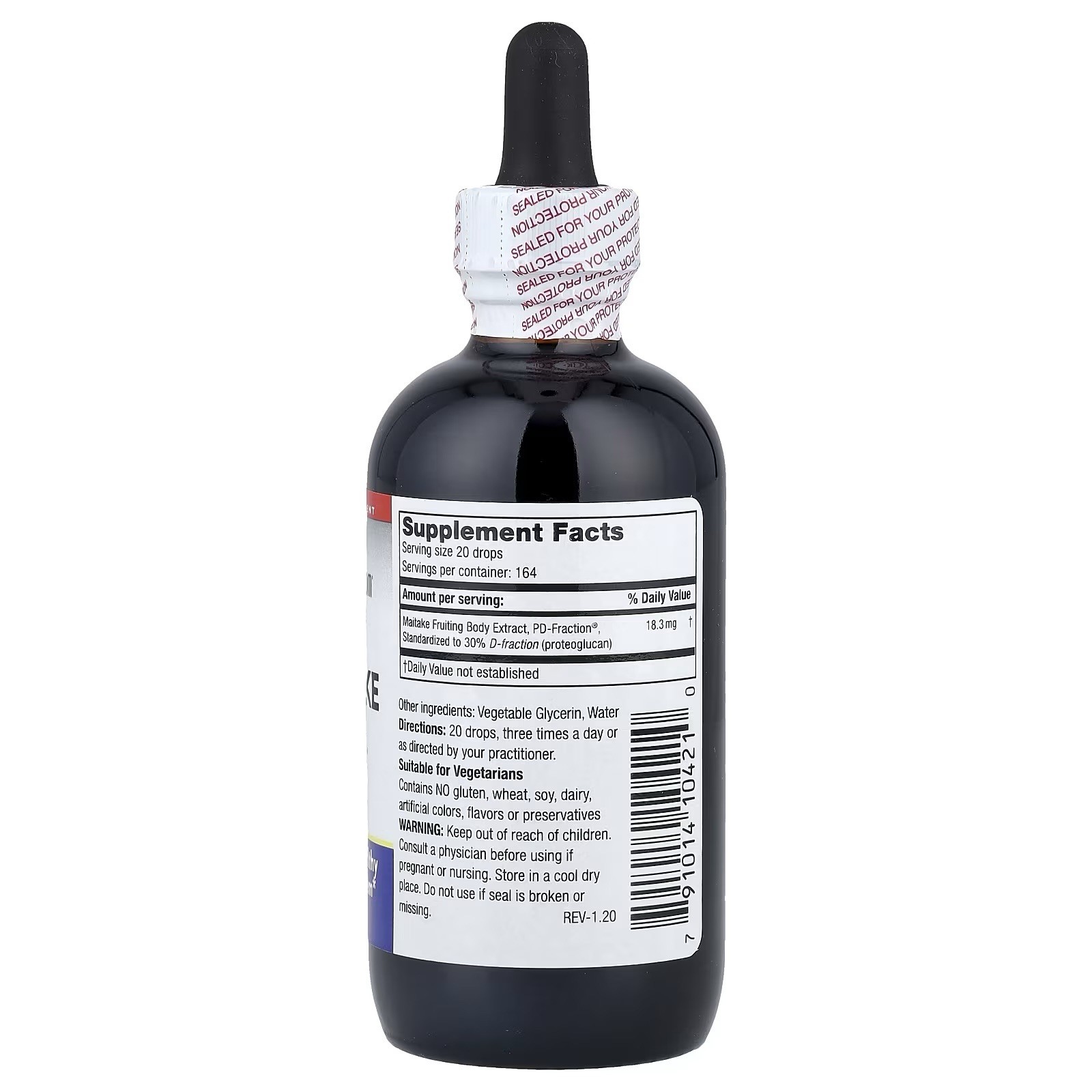 Mushroom Wisdom Maitake D-Fraction Standard 120 ml Alcohol-Free, Dairy-Free, No