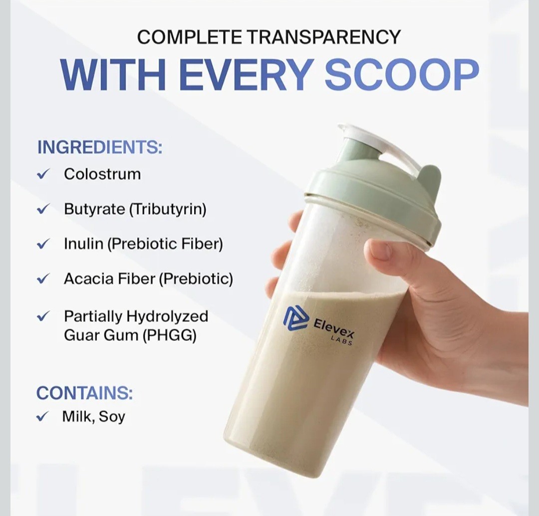 Elevex Gut Health Powder – 3g Colostrum (30% IgG) + Tributyrin 30 Servings 09/27