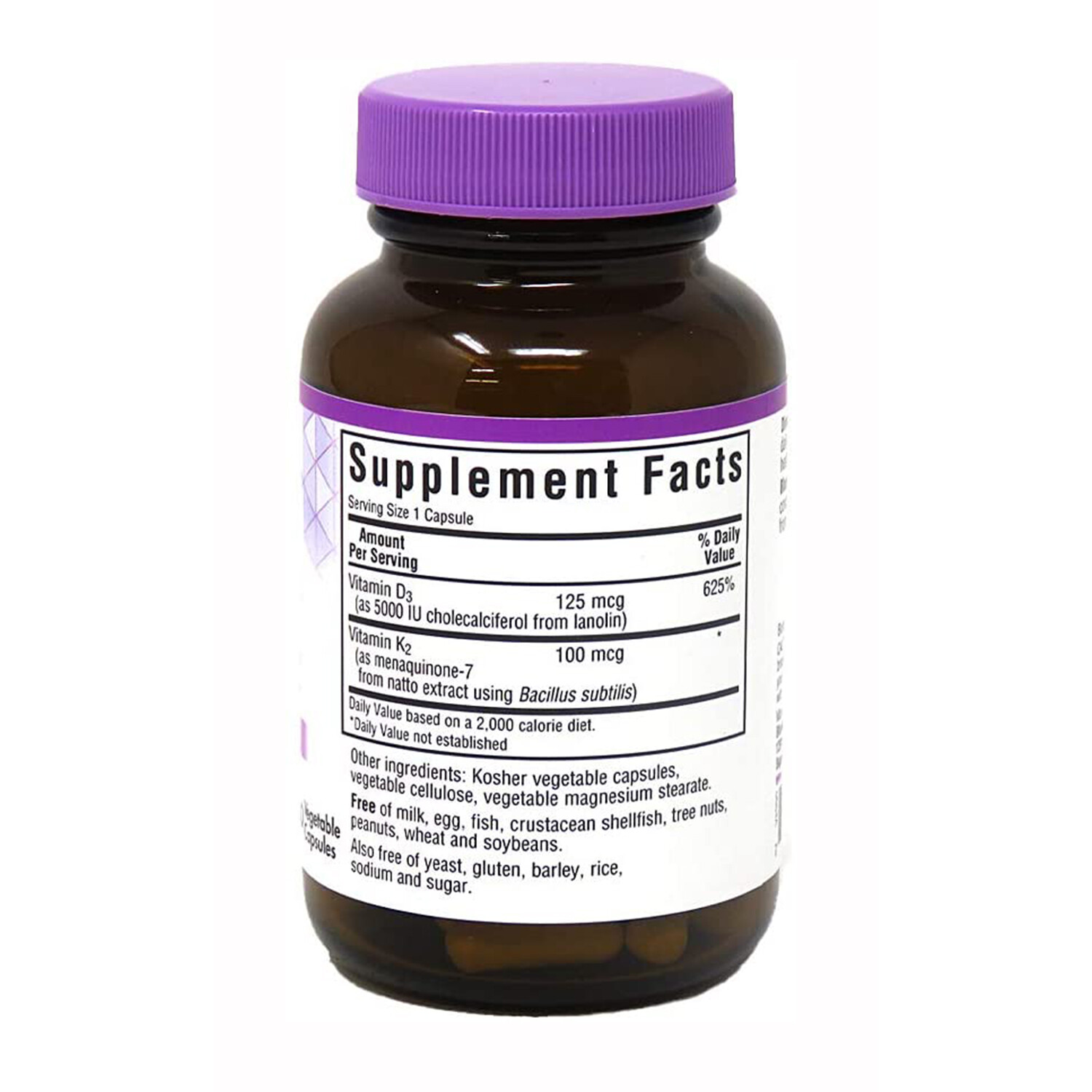 Bluebonnet Vitamin D3 & K2, 60 Vegetable Capsules