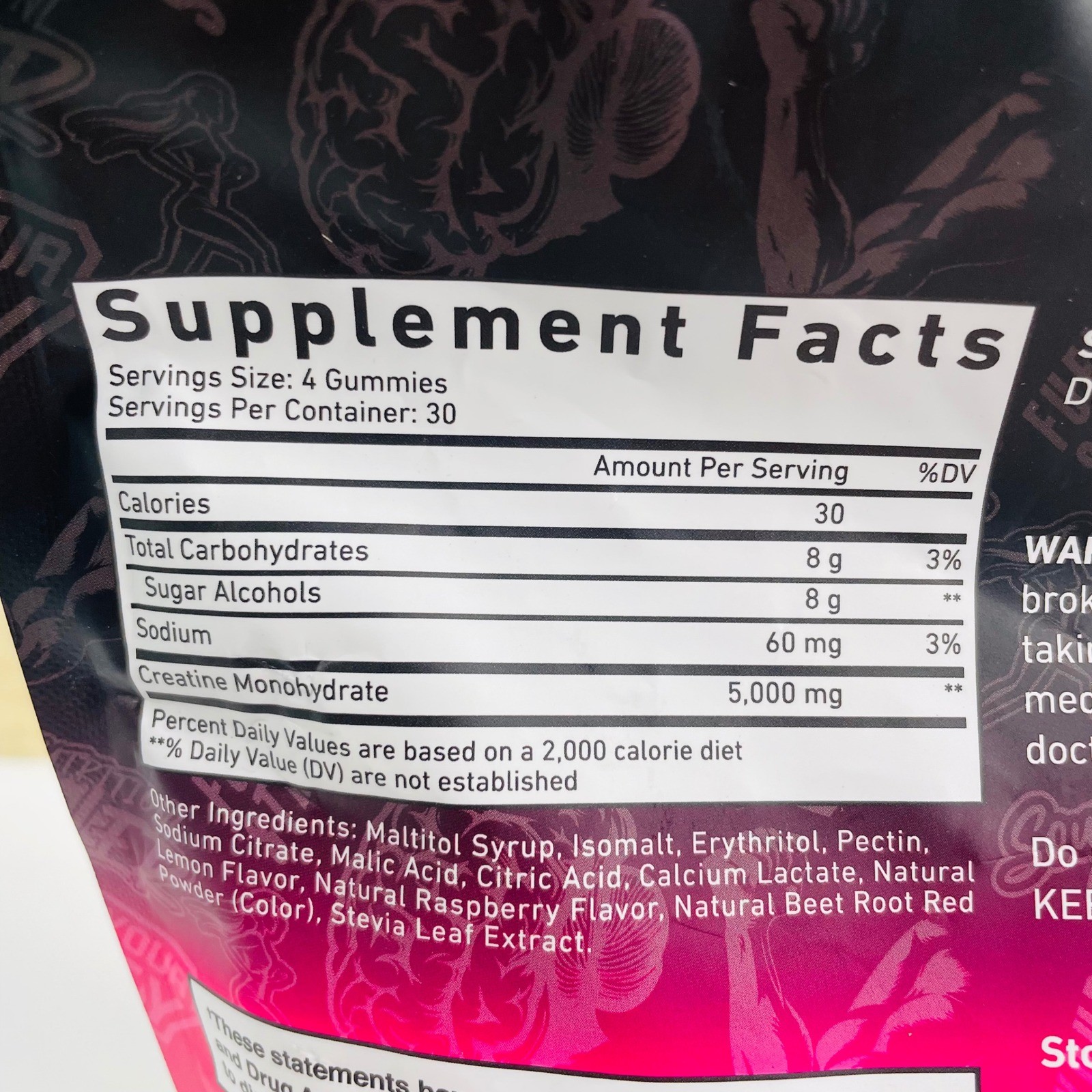 2 Alpha Nutrition Power Creatine Monohydrate Gummies Sour Raspberry Lemonade