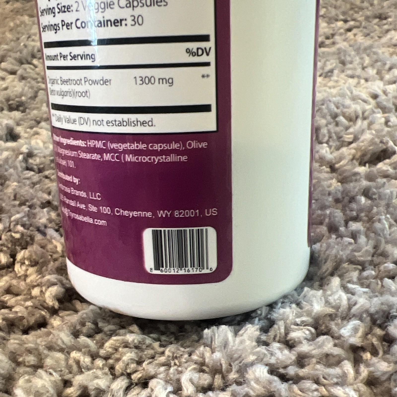 Rosabella Organic Beetroot Dietary Supplement 60 Veggie Capsules 1300mg