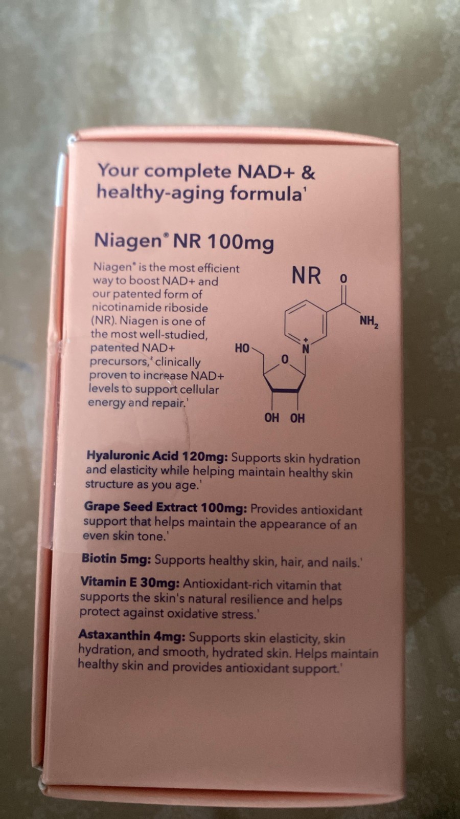 Tru Niagen Beauty Hair Skin Nails Supplement Niagen NR 100mg 30 Veg Capsules