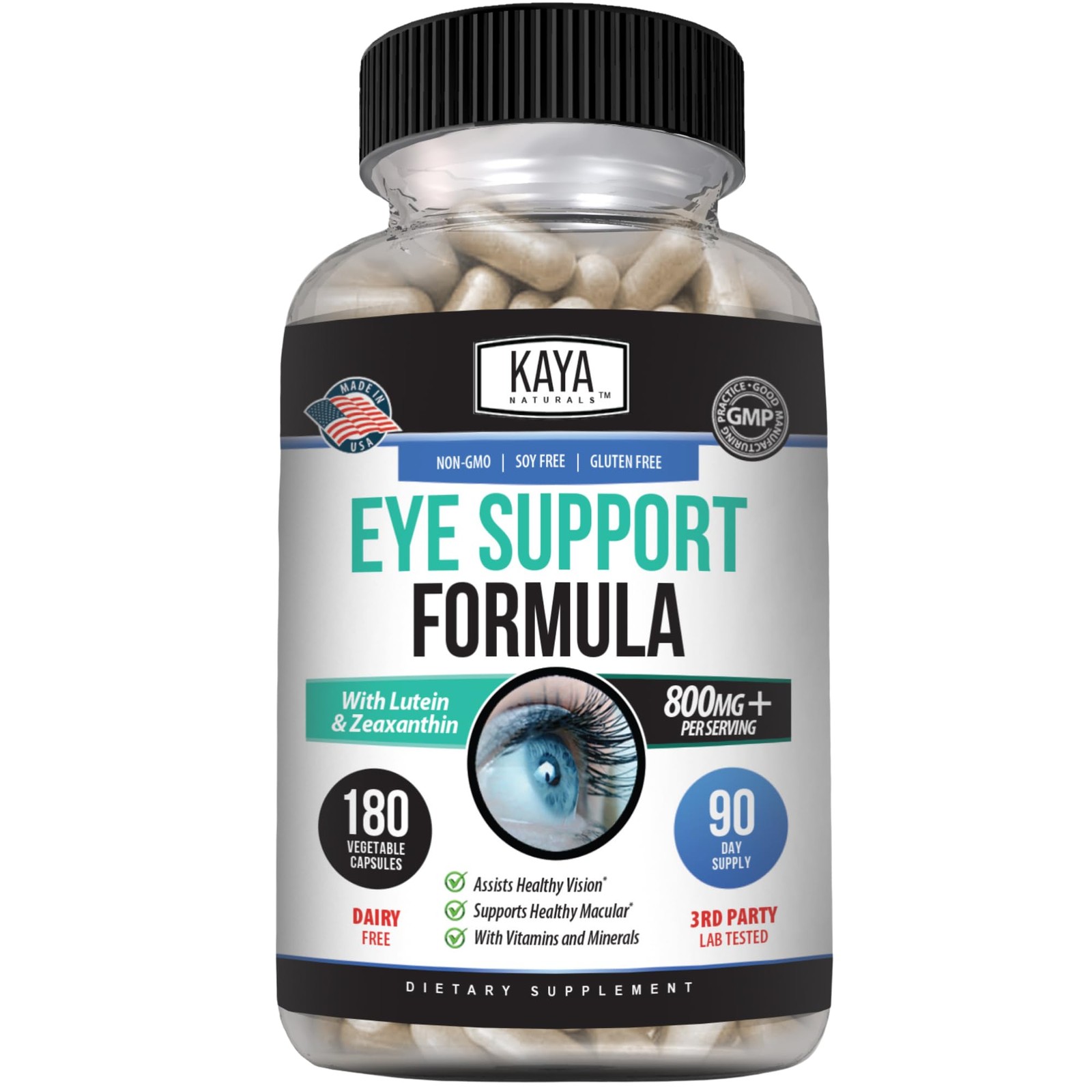 Kaya Naturals Eye Health Supplement – Lutein & 180 Count (Pack of 1)