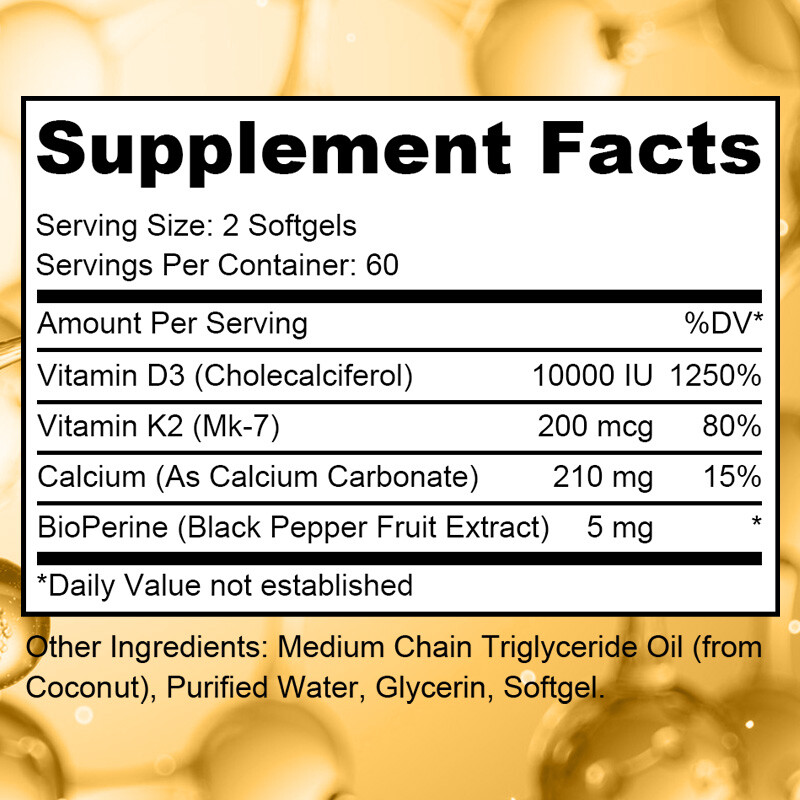 Vitamin K2 D3 Vitamin Supplement 10000IU, Boost Immunity & Heart Health