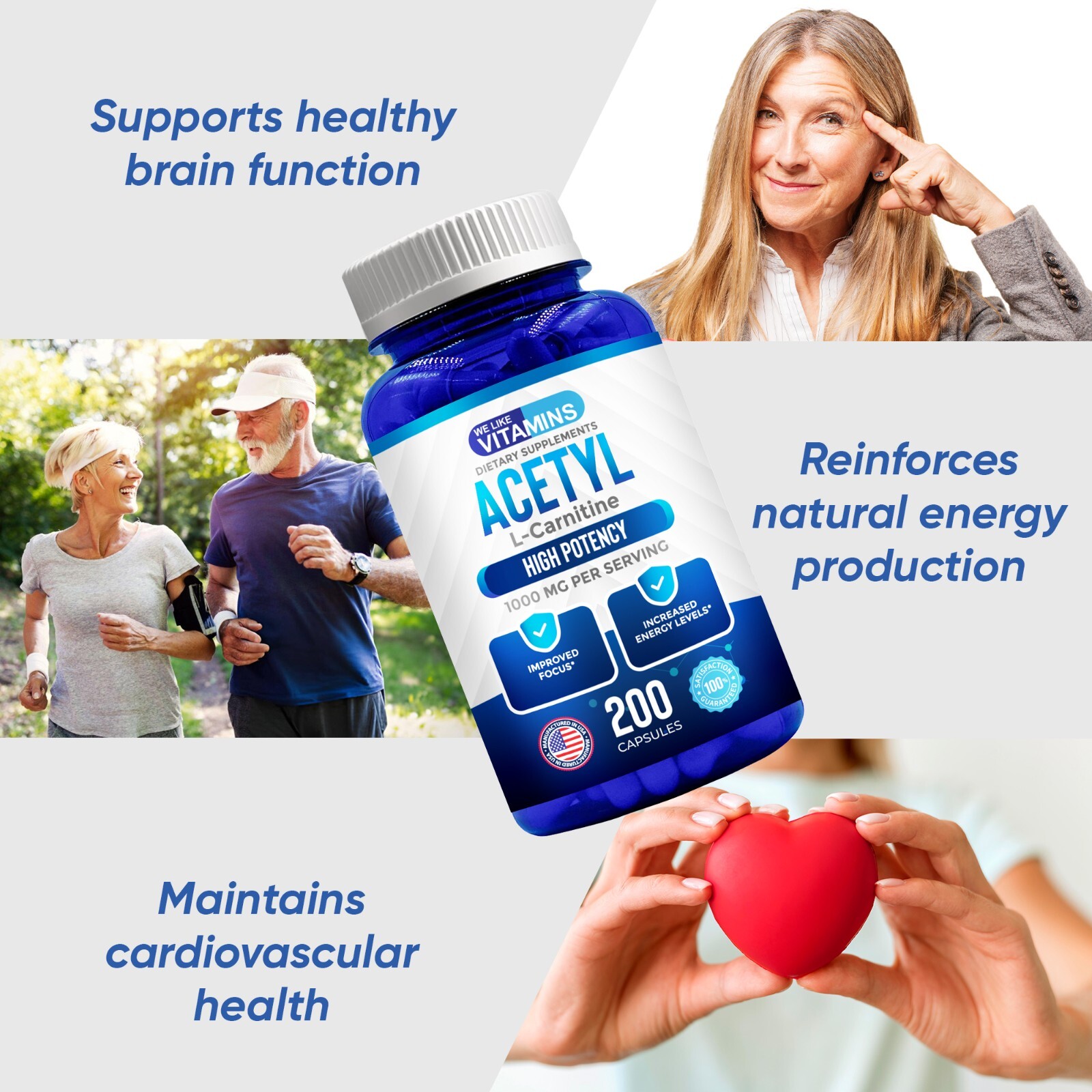 Acetyl L-Carnitine 1000mg Capsules – 200 We Like Vitamins