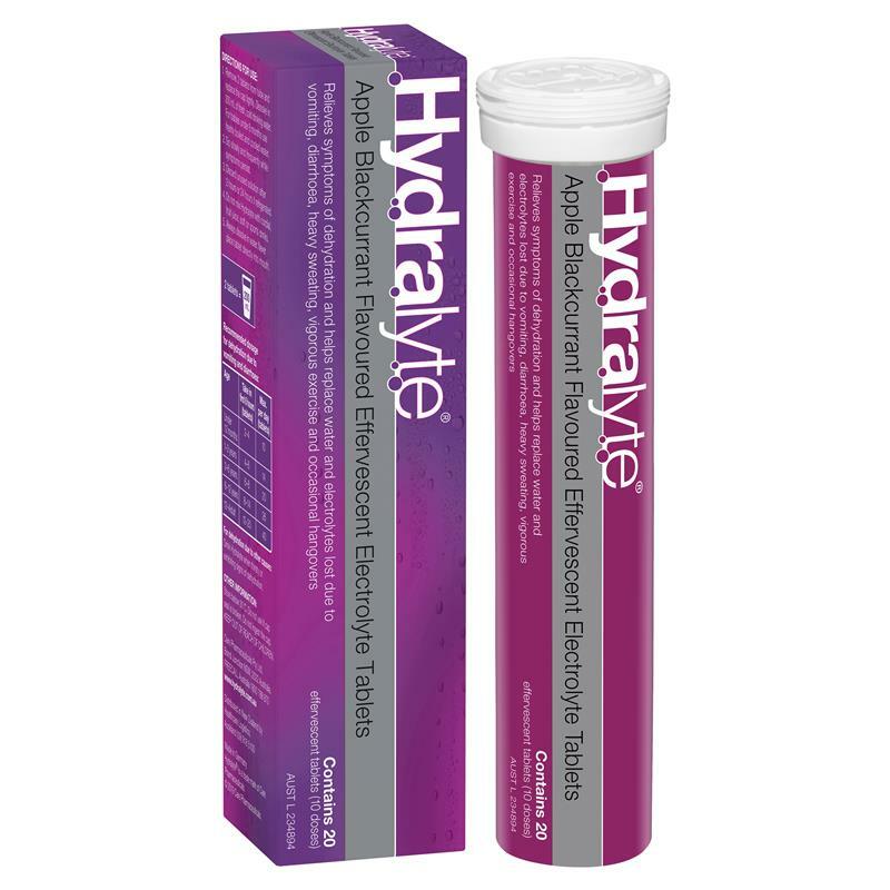Hydralyte Effervescent Electrolyte Apple Blackcurrant Flavoured 20 Tablets