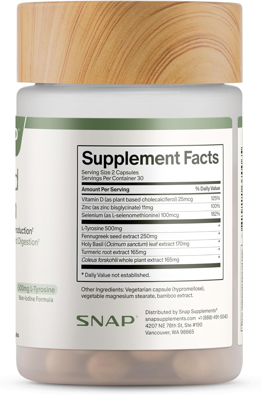 SNAP Thyroid Health Support Dietary Supplement, 60 Caps Vegan GF Non-GMO