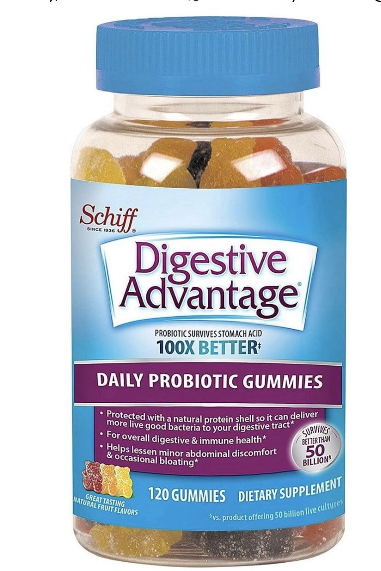 Schiff Digestive Advantage Probiotic Gummies 120 Count 1 Billion CFU Vitamin D..