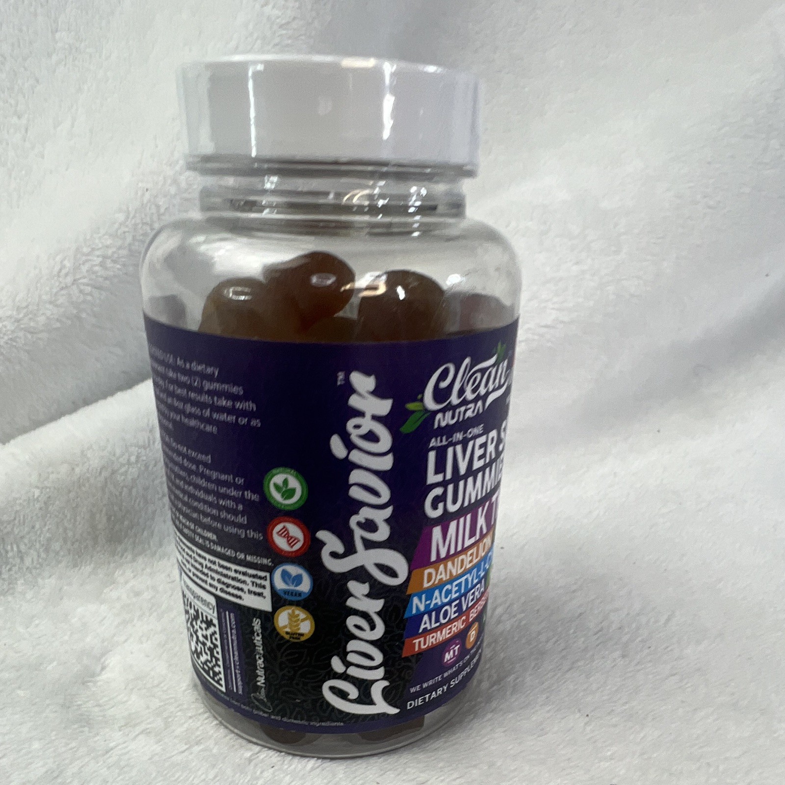 Clean Nutra Liver Savior Liver Support Gummies Milk Thistle NAC Lemon 60 Count