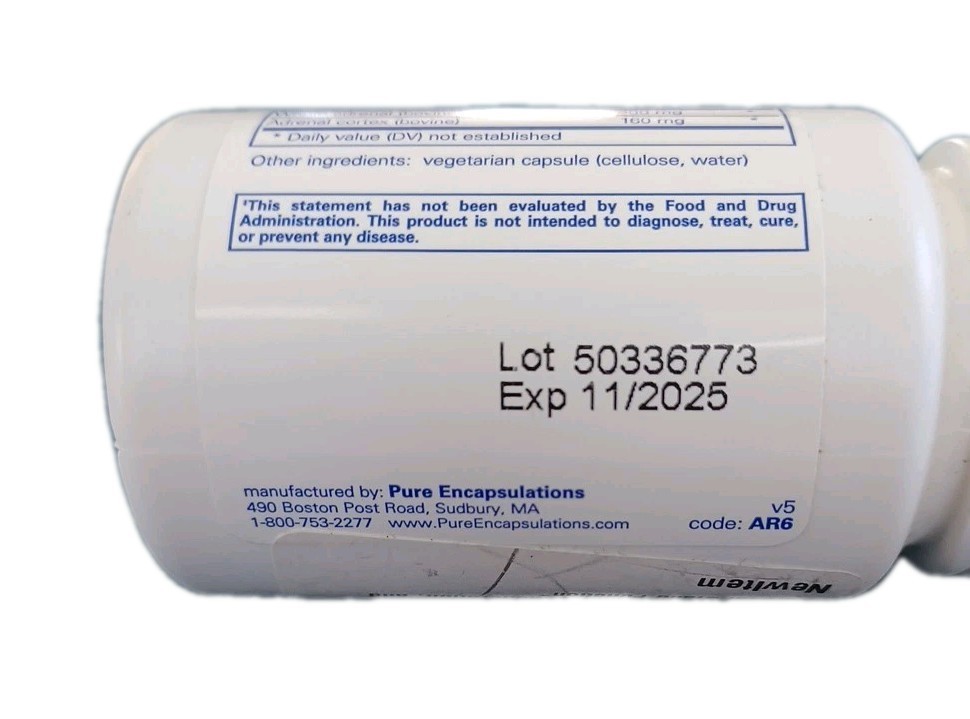 Pure Encapsulations Adrenal Cortisol Support Supplement 60ct 11/2025