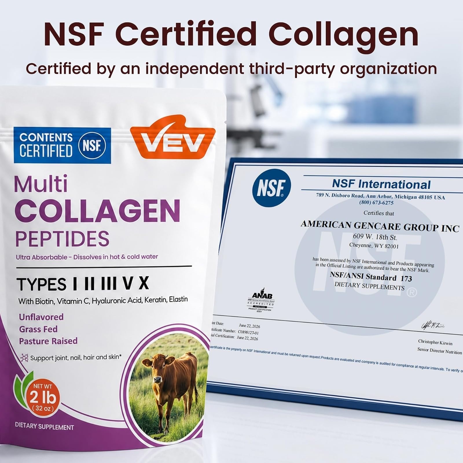 VEV Multi Collagen Peptides Powder 32 oz – Unflavored Hydrolyzed Collagen