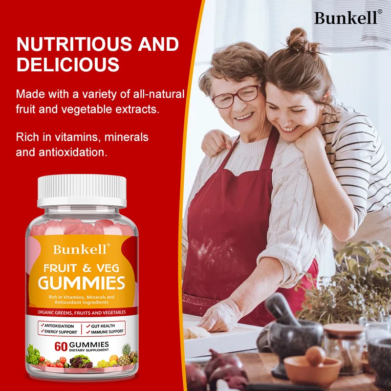 Fruit and Vegetable Gummies-All-Natural Vitamins,Minerals for Full-Body Wellness