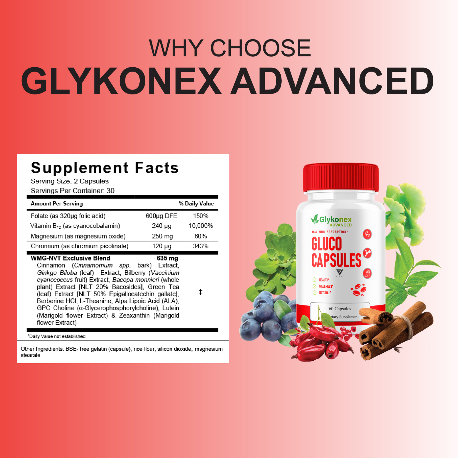 (2 Pack) GlykoNex Pro Daily Wellness Support, GlykoNex Supplement (120 Capsules)