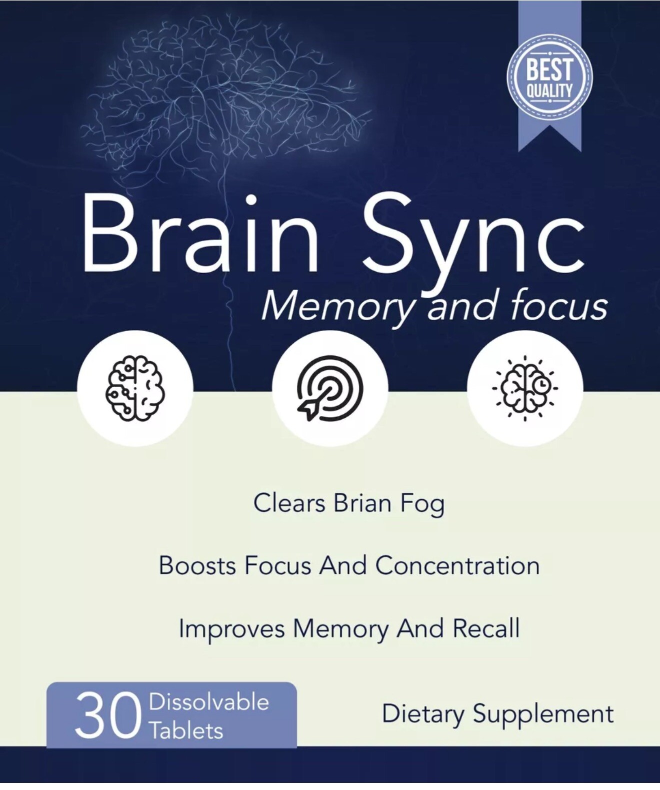 BrainSync Memory and Focus Probiotic Supplement – Genuine 30 Dissolvable Tablets