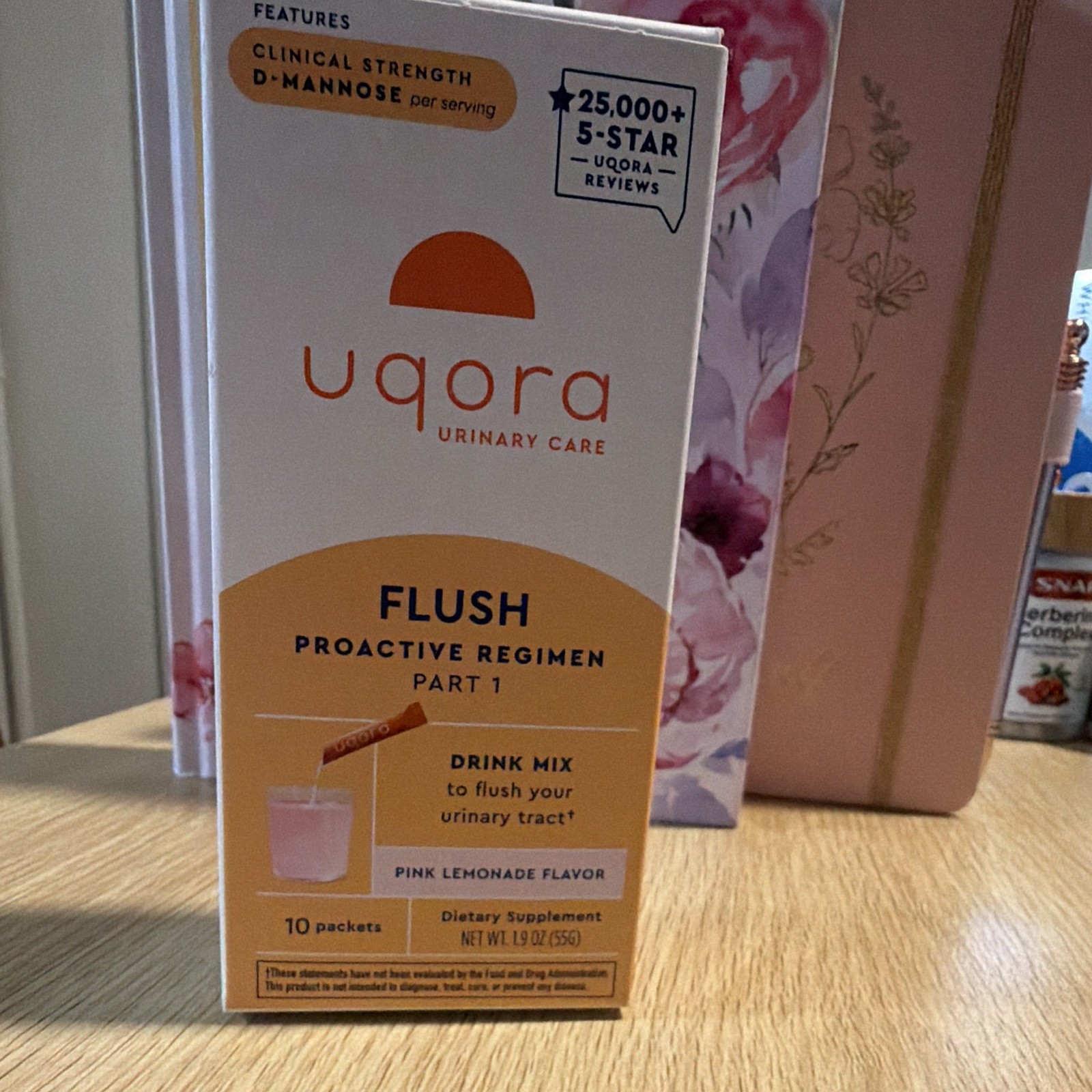 Uqora FLUSH Urinary Care Drink Mix Pink Lemonade 10 Packets 1.9oz Exp 01/27