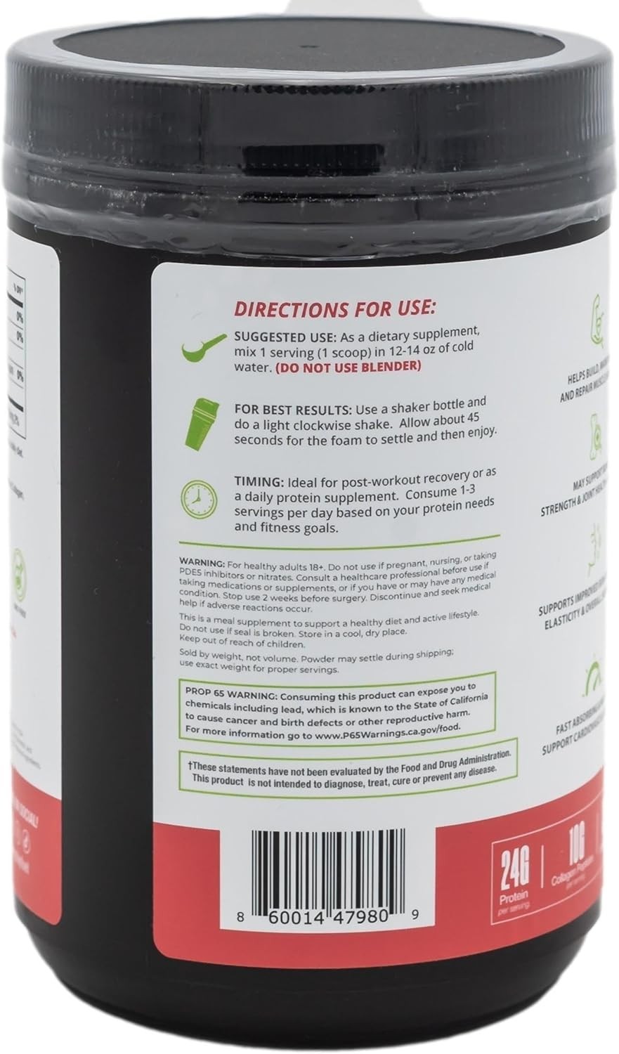 Power Play Fuel Clear Protein & Collagen Peptides Powder – Strawberry Kiwi 15oz.