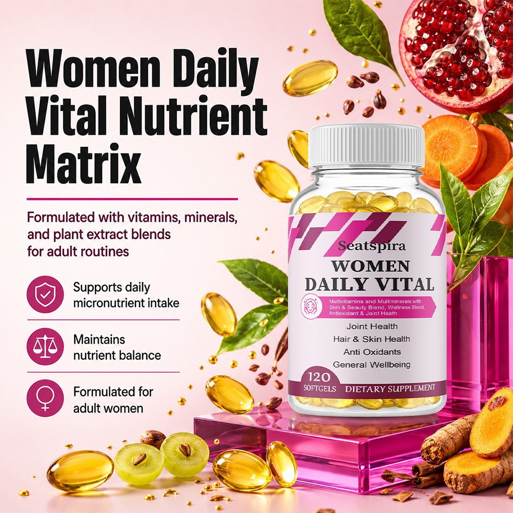 Women Multivitamin Softgel For Hair Skin Nails,Bone Health,Energy&Immunity 120CT