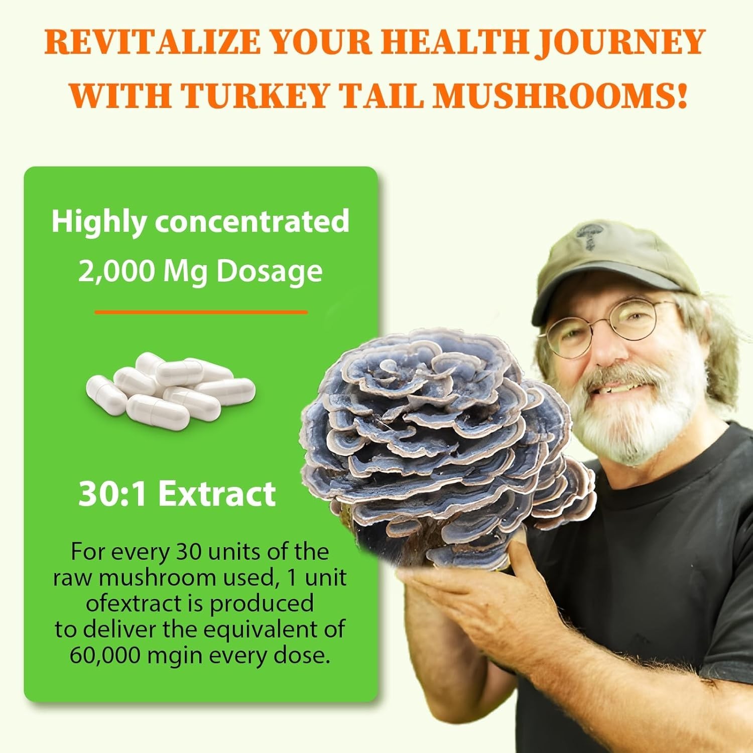Liposomal Turkey Tail Organic Mushroom Extract Capsules 90 Caps 2000mg- 06/2027