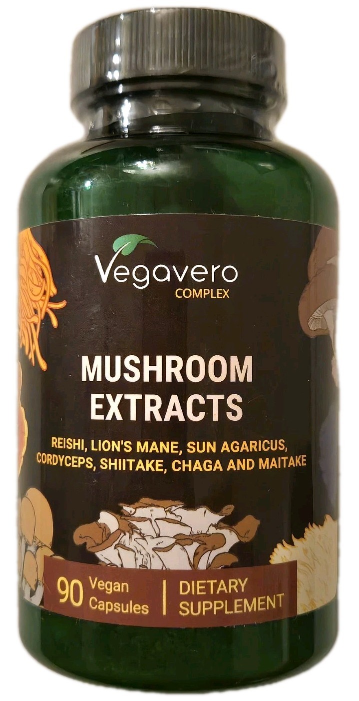 Organic 7 Mushroom Extracts Complex 90 Vegan Capsules Supplement